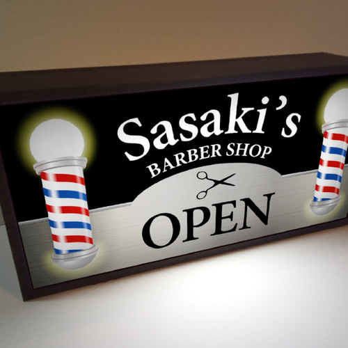 バーバー 理容室 ヘアーサロン ロカビリー 照明 看板 置物 雑貨 ライトBOX Lサイズ】バーバー 理容室 床屋 ヘアーサロン ロカビリー