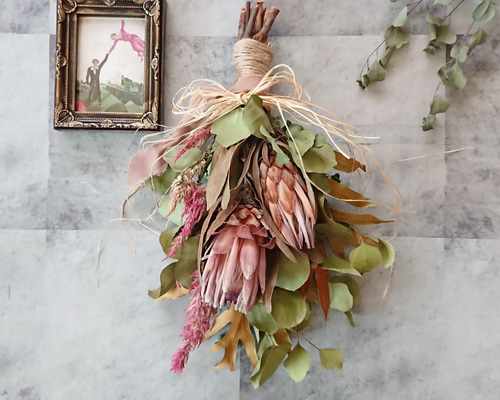 ドライフラワー☆大きめネイティブリース☆プロテア アイバンホー