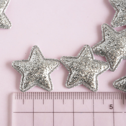 20個) 25mm キラキラ星のモチーフ シルバー ☆ ラメ キッズ
