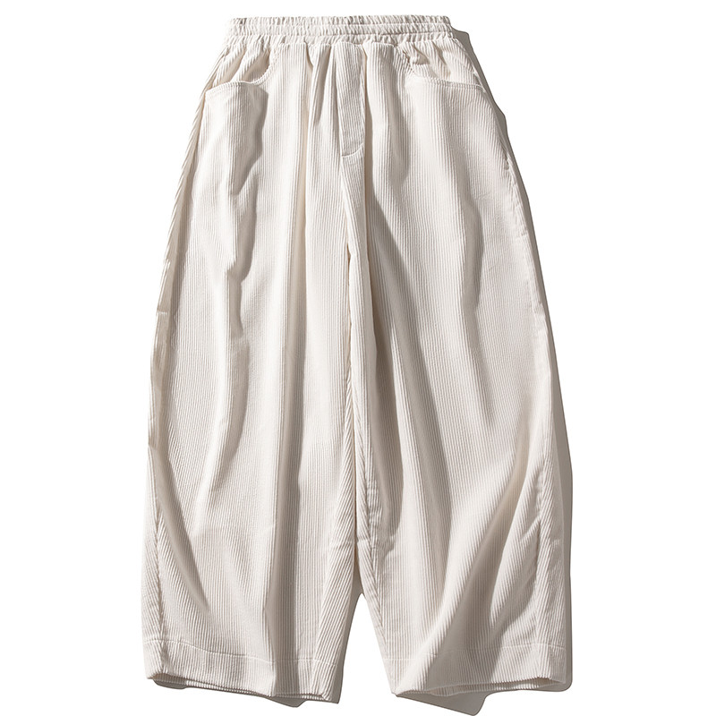 ワイドパンツ　コーデュロイワイドパンツ　ロングパンツ　ホワイト　#L129WH