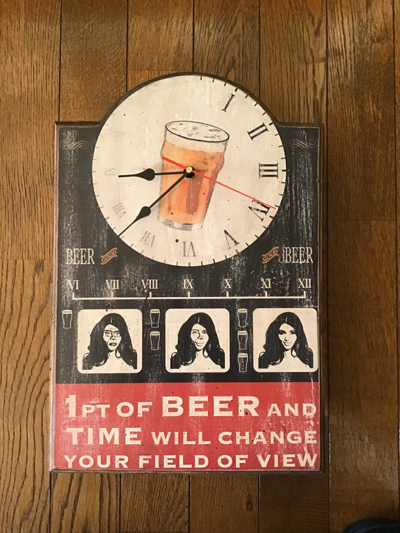 アンティーク加工 壁掛け時計(BEER)CL-BR01 2枚目の画像