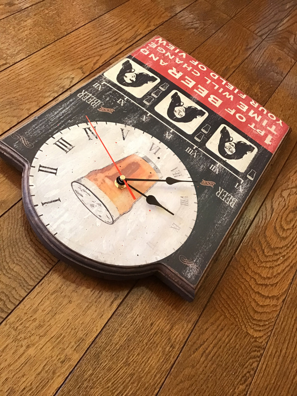 アンティーク加工 壁掛け時計(BEER)CL-BR01 4枚目の画像