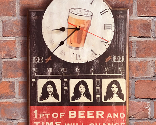 ヴィンテージ  Lite Beer 飾り壁掛け アンティーク加工 壁掛け時計(BEER)CL-BR01 掛け時計・置き時計