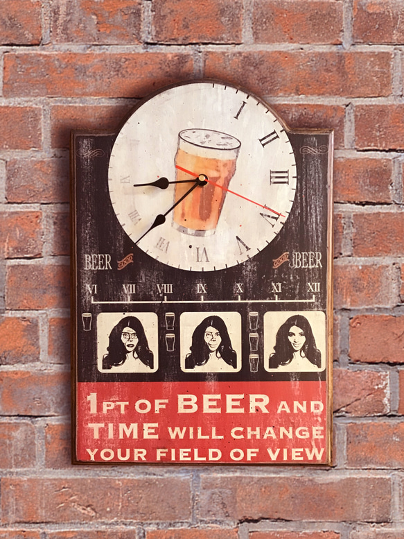 アンティーク加工 壁掛け時計(BEER)CL-BR01 1枚目の画像