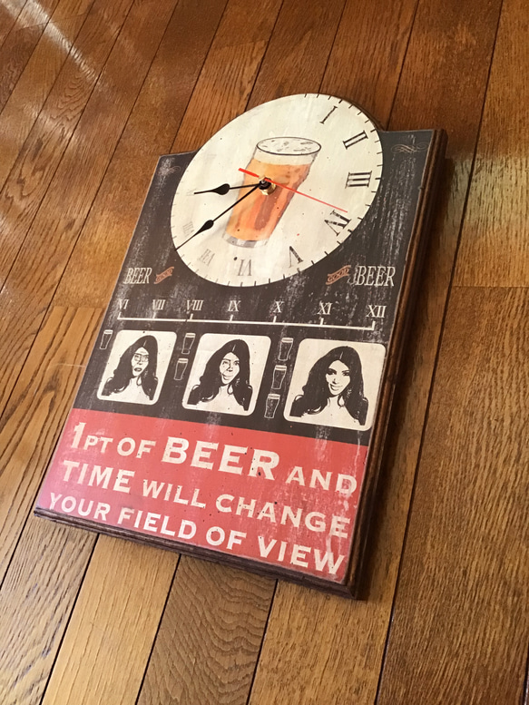 アンティーク加工 壁掛け時計(BEER)CL-BR01 3枚目の画像