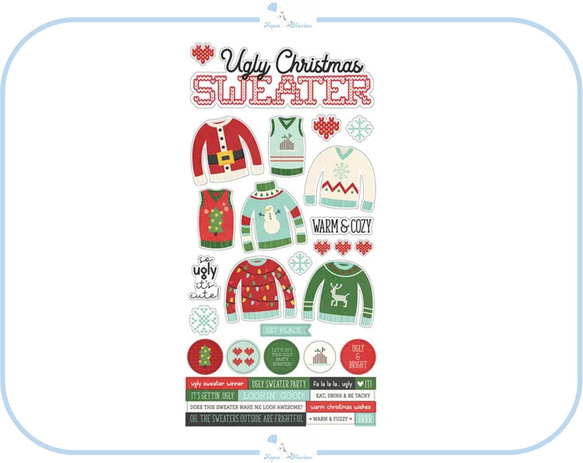 EJ74 Simple Stories カードストックステッカー ugly Christmas sweater セーター 2枚目の画像