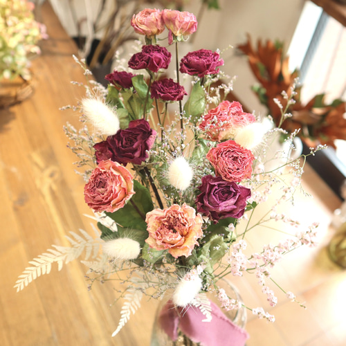 ダズンローズ」12本のバラのドライフラワーブーケ ドライフラワー MOOI