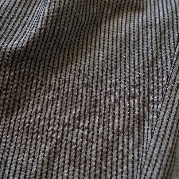 Yoroke 條紋 Sashiko 魔術貼褲子/咖啡棕色/Mikawa 棉 Sashiko 編織 第13張的照片