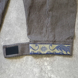 Yoroke 條紋 Sashiko 魔術貼褲子/咖啡棕色/Mikawa 棉 Sashiko 編織 第10張的照片