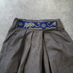 Yoroke 條紋 Sashiko 魔術貼褲子/咖啡棕色/Mikawa 棉 Sashiko 編織 第5張的照片