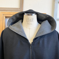 促銷價★ 人氣再次上架❤️ 羊毛材質雨披式蝙蝠派克大衣黑灰色（無尺碼L-LL） 第5張的照片