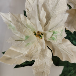 白いポインセチア　鉢植え風 　布花 （正絹） 14枚目の画像