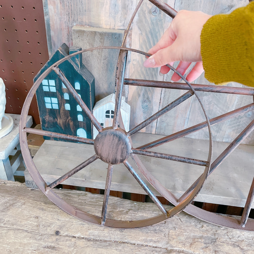 2個セット！大小【アイアンホイール】オシャレなガーデン雑貨 