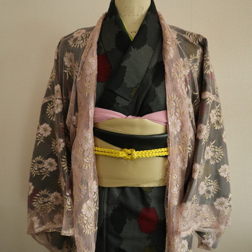 好評新作 ゴールド糸が上品なモーブピンクの繊細なドレス用高級日本製  