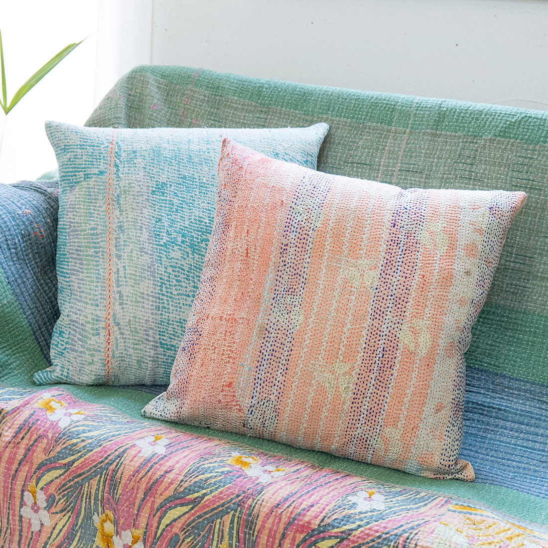 新色】刺し子クッションカバー ヴィンテージカンタ クッション