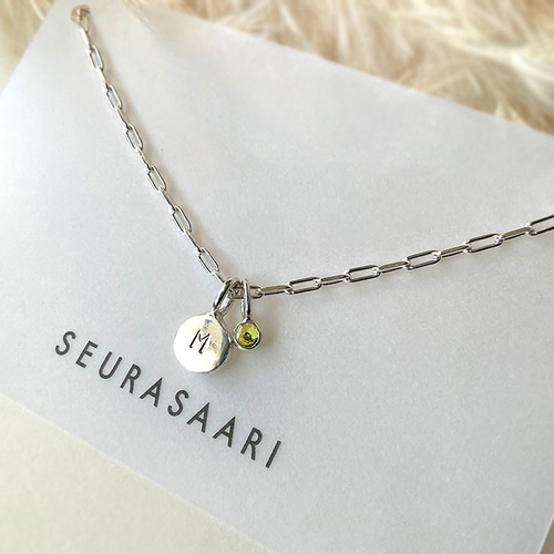 誕生石 イニシャル ミニマル シルバー ネックレス 誕生石 イニシャル ミニマル シルバー ネックレス