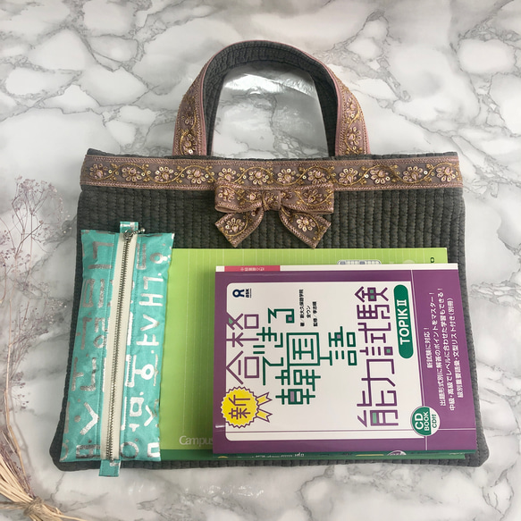 インド刺繍リボンのヌビバック ❤ 究極の一点物 韓国イブルレッスンバッグ 4枚目の画像
