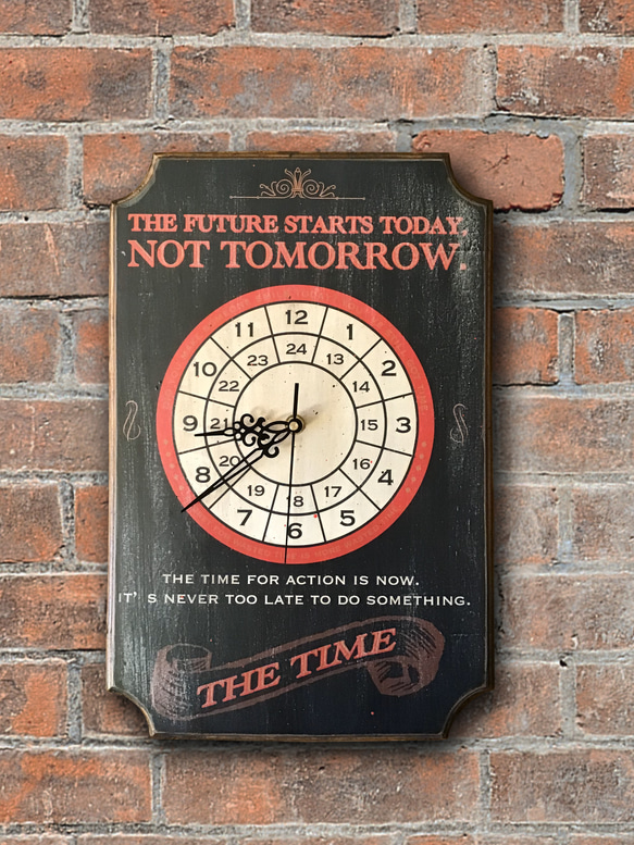 アンティーク加工 壁掛け時計（TIME） 1枚目の画像