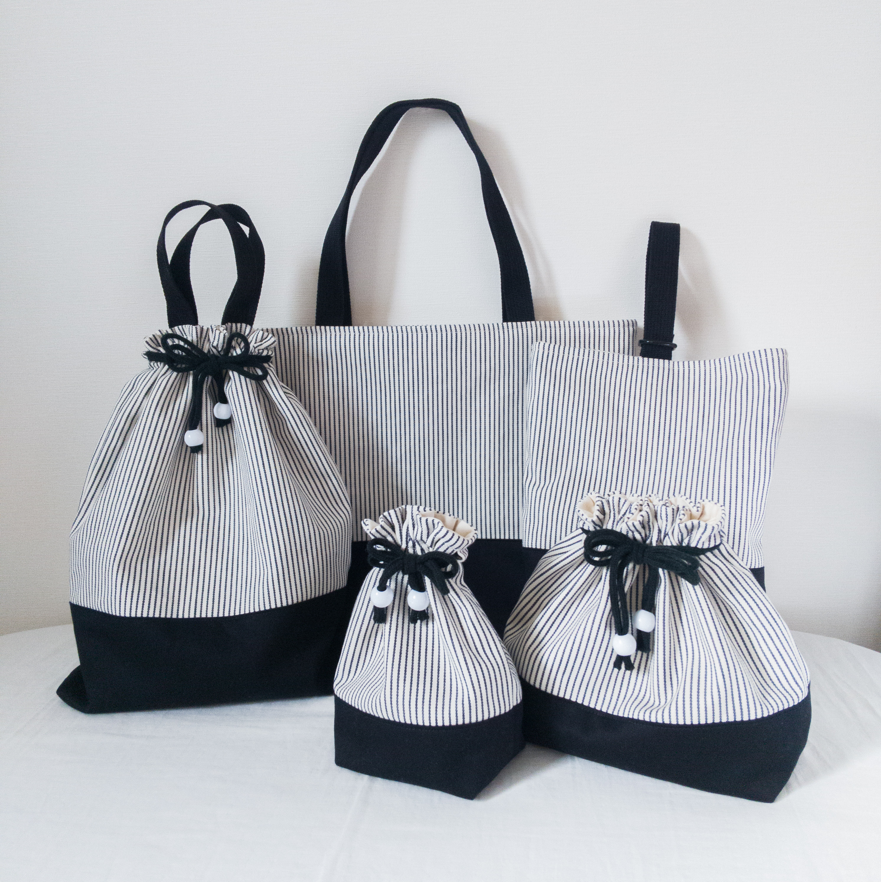 入園入学５点セット【denim × stripe】送料無料