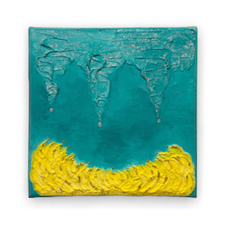 エメラルドグリーンと黄色のREIKI ART IRONOE18ンチ×18センチ 1枚目の画像