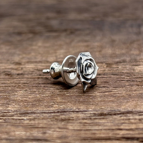 薔薇 メンズピアス/シルバー925 片耳用/セカンドピアス つけっ
