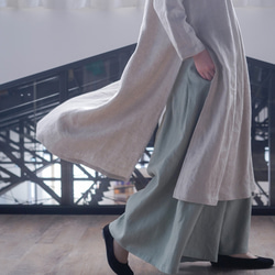 [wafu] 亞麻洋裝 - 被針褶和奧黛所吸引。高級亞麻連身裙 /flux a089c-flx1 第10張的照片