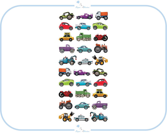 EJ99 Paper House PUFFY ステッカー mini cars 車 乗り物 デザイン ぷっくりシール 2枚目の画像