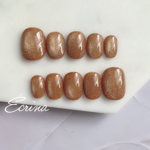 【セレクトデザイン】ブラウンマグ×ラメ ネイルチップ セレクトデザイン】ブラウンマグ×ラメ ネイルチップ - メルカリ