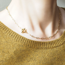 真鍮 リンクチェーン＊シンプル マンテルネックレス◇ユニセックス