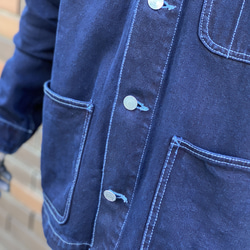 濃紺藍染めカバーオールジャケット　１２.０オンス 男女兼用 16枚目の画像