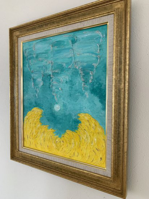 黄色とエメラルドグリーンのREIKI ART IRONOE45.5センチ×38センチ 4枚目の画像