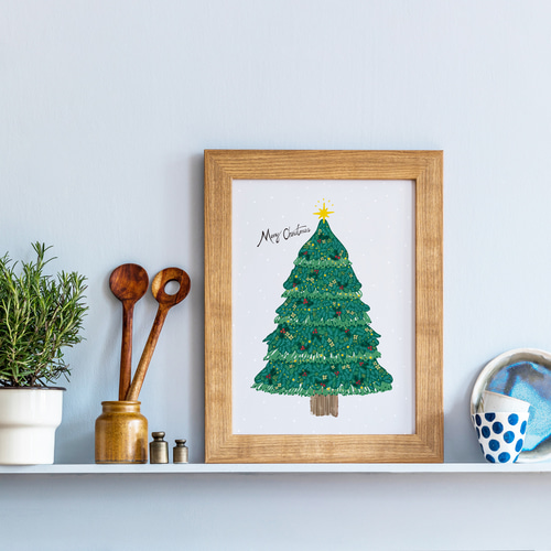 絵本のような クリスマスツリー ポスター☆/A4 A3アート【3日以内に