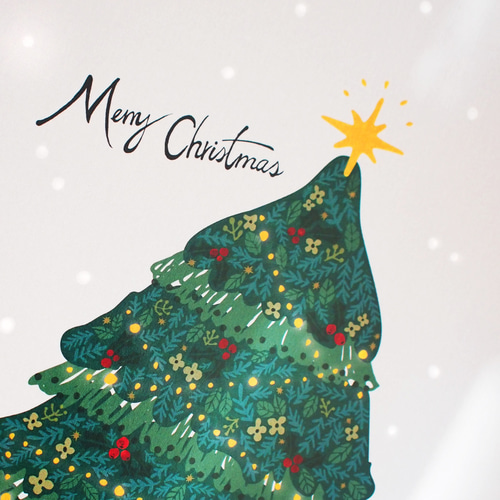 絵本のような クリスマスツリー ポスター☆/A4 A3アート【3日以内に