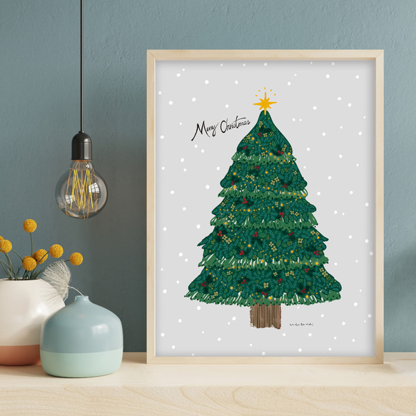 デザイン看板A4】クリスマスツリー白★ポスター絵アートパネル壁かわいい飾り付け デザイン看板】クリスマスツリー白☆ポスター絵アートパネル壁かわいい