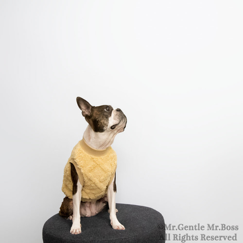 ダイヤ&ケーブル編み模様ボアフリース☆タンクトップ☆ベアベージュ