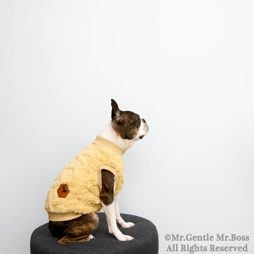 ダイヤ&ケーブル編み模様ボアフリース☆タンクトップ☆ベアベージュ