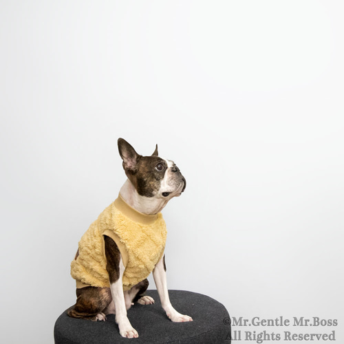 ダイヤ&ケーブル編み模様ボアフリース☆タンクトップ☆ベアベージュ