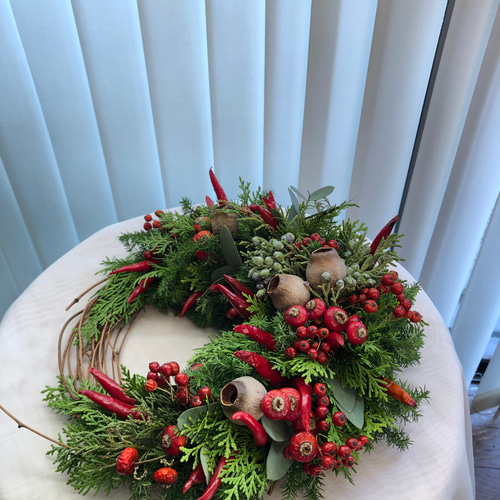 赤い実のクリスマスリース 　フレッシュ33 赤い実のクリスマスリース フレッシュ33 赤い実の商品一覧 | 土と風