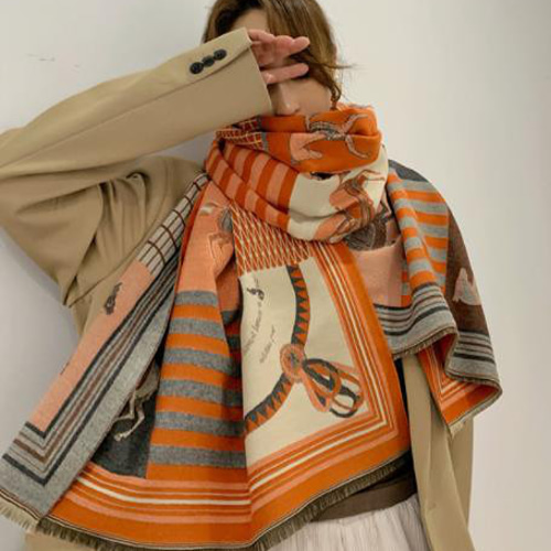 ストール マフラー 馬柄 ストール 大判 ショールカシミヤ混 韓国9/23  