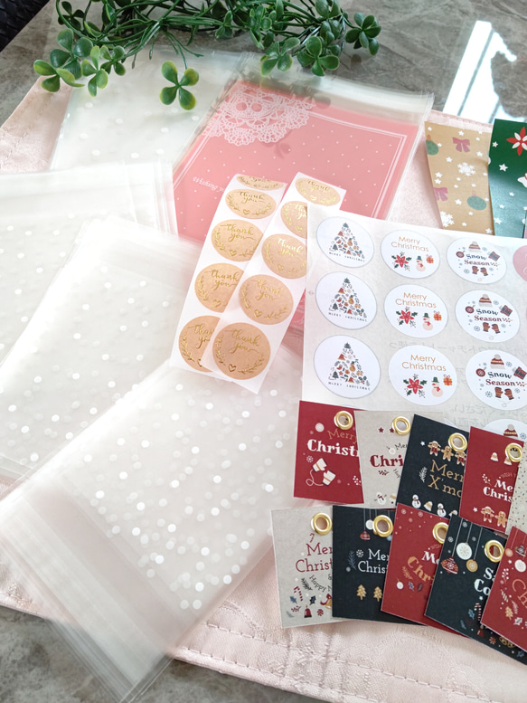 【大容量】クリスマスラッピングパック☆クリスマスカード クリスマスタグ クリスマスシール ラッピング袋 2枚目の画像