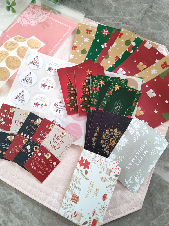 【大容量】クリスマスラッピングパック☆クリスマスカード クリスマスタグ クリスマスシール ラッピング袋 3枚目の画像