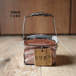 CUBE缶/ブリキワイヤーカゴ/リメイク鉢/プランター/リメ缶　ctr013 1枚目の画像