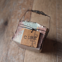 CUBE缶/ブリキワイヤーカゴ/リメイク鉢/プランター/リメ缶　ctr024 4枚目の画像