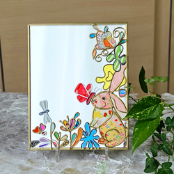 ミモザの八角形の鏡 (20size/max21） ステンドグラス ドレッサー