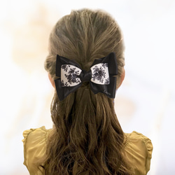 【No.4】ツインカラー ローズ 花柄 ブラック 黒 リボン おしゃれ 可愛い ヘアアクセサリー 髪飾り ポニーフック 2枚目の画像