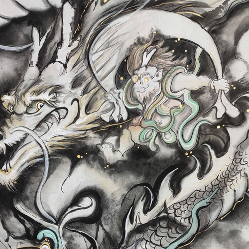 2023年(令和5年)龍神カレンダー 特大B2/水墨画/墨/龍全 カレンダー