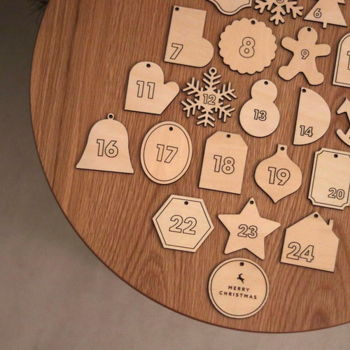 アドベントカレンダー シンプル タイプ 木製 クリスマス 飾り タグ