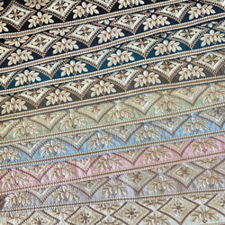 30cm  インド刺繍リボン  シルク  花とひし形柄 2枚目の画像