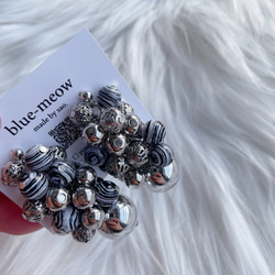 ＊再販＊    B    天然石　じゃらじゃら　ピアス　イヤリング　／　ブラック 4枚目の画像