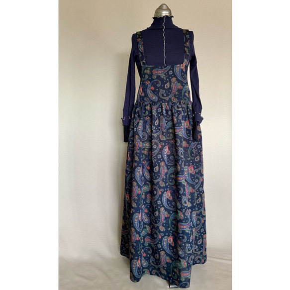 apron dress (blue paisley) 12枚目の画像